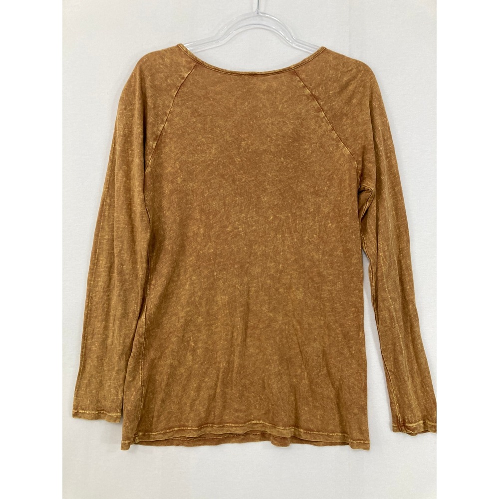 Gimmicks by BKE Lace Up Top Medium Brown Acid Wash Crochet Boho Festival - Picture 8 of 9